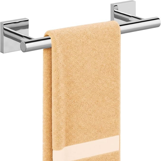 Polished Chrome Hand Towel Bar, 9 Inch Towel Racks for Bathroom | Thicken 304 Stainless Steel Towel Holder with Square Base, Towel Rod Wall Mounted, Modern Home Decor (Total Length 11 Inch)