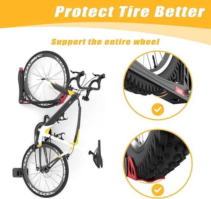 TORACK BIKEPAL No Lifting Swivel Bike Racks, Space Saving Wall Mounted Bike Holder for Garage, Bike Wall Hangers for Vertical Bike Storage (4 Pack)