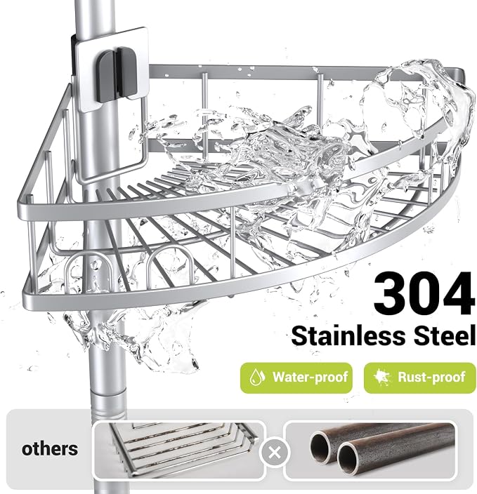 Aitatty Standing Shower Caddy Corner: 4-tier Rustproof Shower Organizer Shelf - Floor Shower Corner Shelf Rack Stand for Bathroom Chrome