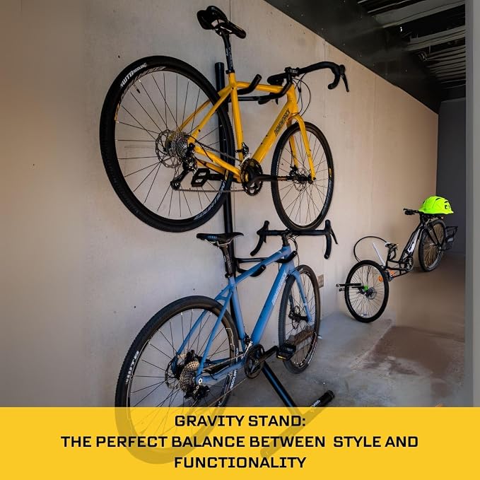 Saris Bike Bunk 2 Bike Storage Gravity Stand – No Drilling Required, Adjustable Arms, Floor & Wall Protection, Space-Saving Bike Rack for Home, Holds 2 Bikes