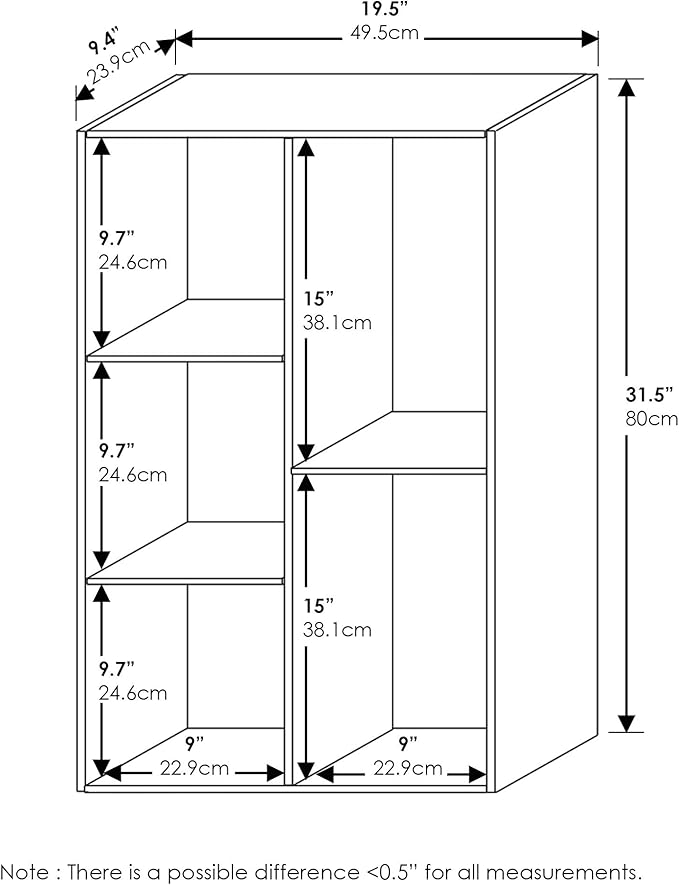 Furinno LUDER Book Shelf, 5-Cube Bookshelf, Reversible Bookcase, 9.4 x 19.5 x 31.5, Easy Assembly, for Living Room, Bedroom, Home Office, White/Light Blue
