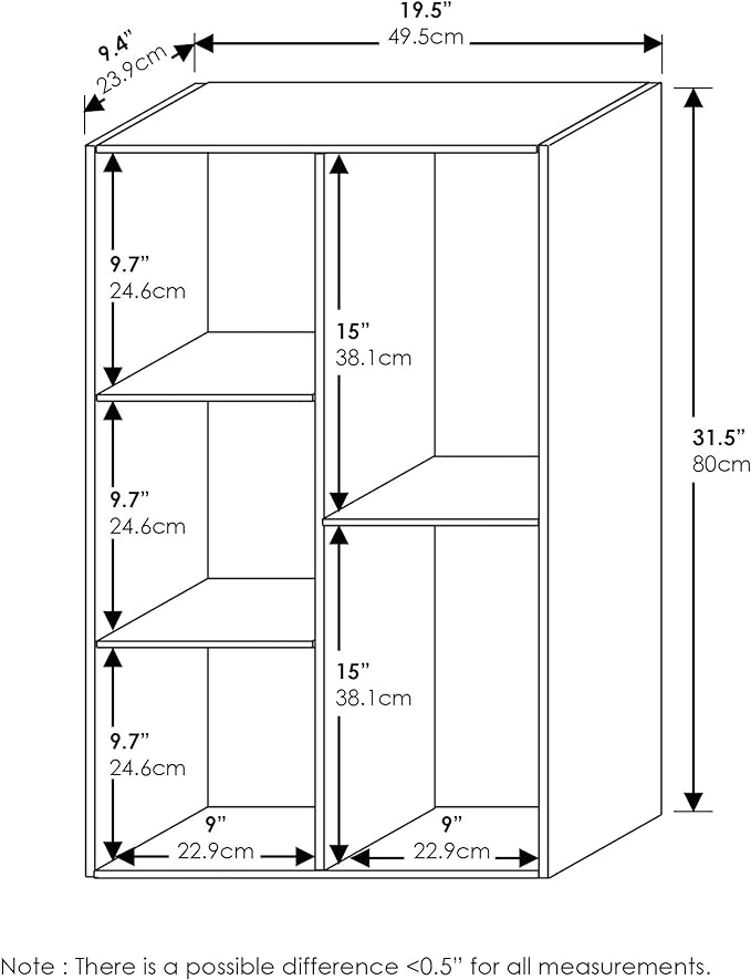 Furinno LUDER Book Shelf, 5-Cube Bookshelf, Reversible Bookcase, 9.4 x 19.5 x 31.5, Easy Assembly, for Living Room, Bedroom, Home Office, White/Pink