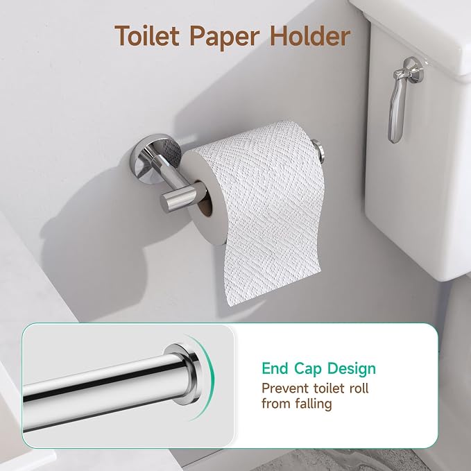 USHOWER 4PCS Polished Chrome Bathroom Accessories Set,24-Inch Towel Bar Set | Durable SUS304 Stainless Steel Bathroom Hardware Set, Towel Racks for Bathroom Wall Mounted, Modern Home Decor