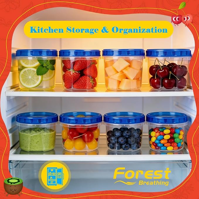 12 Pack 17oz Reusable Freezer Storage Containers with Twist Top Lids Airtight, Leakproof Plastic Food Storage Containers for Meal Prep Leftover Fruit Salad, Small Soup Container Microwave Freezer Safe