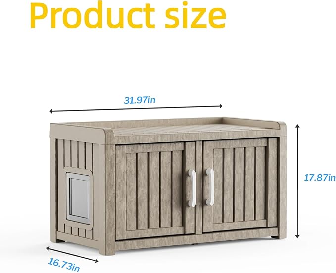 2 Doors Shoe Storage Bench - 2 Side Door Hidden Furniture Cabinet with Storage, Waterproof Entryway Bench with Seat for Indoor Outdoor, Outdoor Shoe Storage for Hallway, Grey