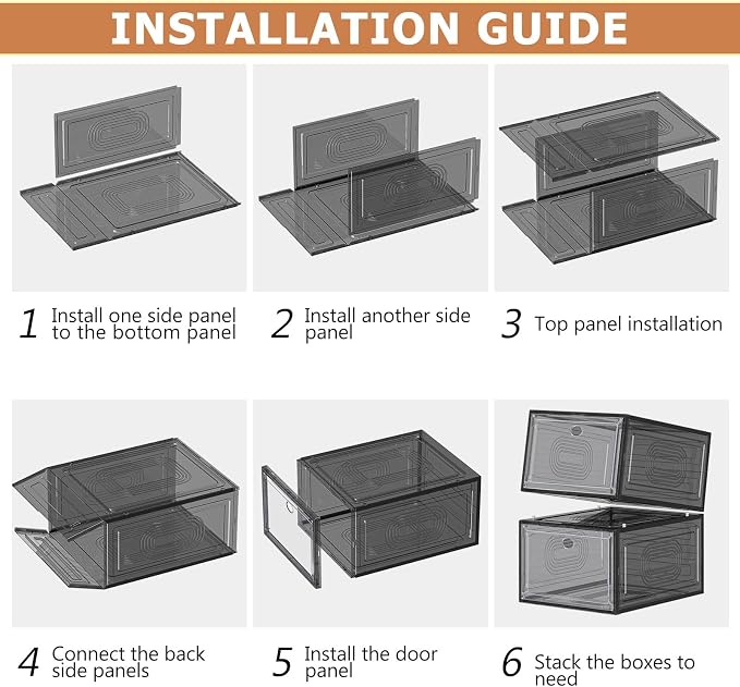 10 Pack Shoe Organizer Stackable | Upgraded Sturdy Shoe Storage Box with Magnetic Door,Shoe Containers For Sneaker Display,Hat Organizer,Black