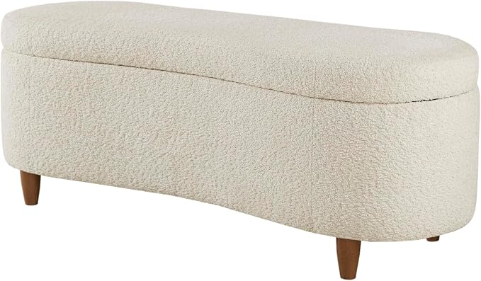 Bailey Boucle-Style Curved Storage Accent Bench