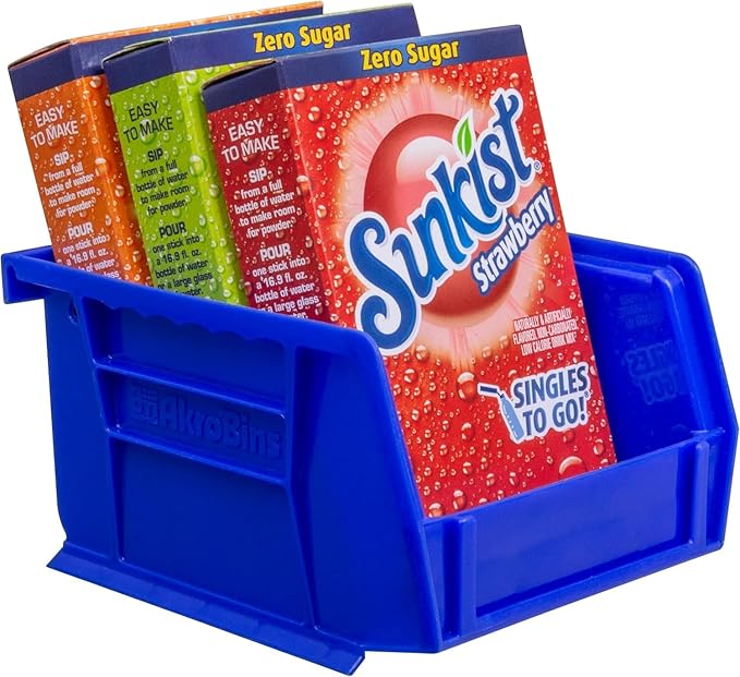 Akro-Mils 30210 AkroBins Plastic Storage Bins, 5"x4"x3", Blue, 24-Pack | Space-Saving Stackable Bins for Garage, Pantry, Craft Organization