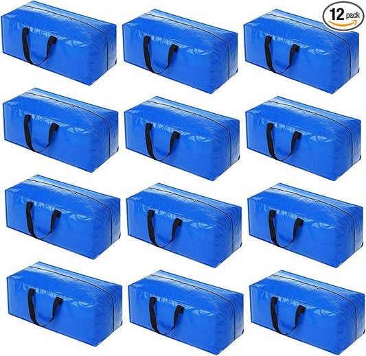 Acnusik Heavy Duty Moving Bags, Extra Large Storage Bags with Zippers Backpack, College Dorm Room Essentials, Moving Totes Clothing Storage Bins, Compatible with IKEA Frakta Cart (12pcs) | 12 Pack Clothes Storage Bags Totes Space Saving Moving Boxes Bi...