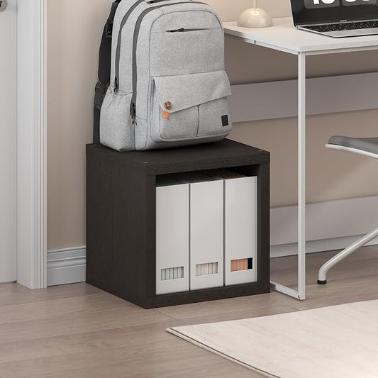 Furinno Cubicle Stackable Book Shelf, Extra Thick Bookshelf, Dark Oak | Cube Storage Organizer Bookcase with Open Back, 15.8" x 15.8" x 14.6", for Living Room, Bedroom, Home Office