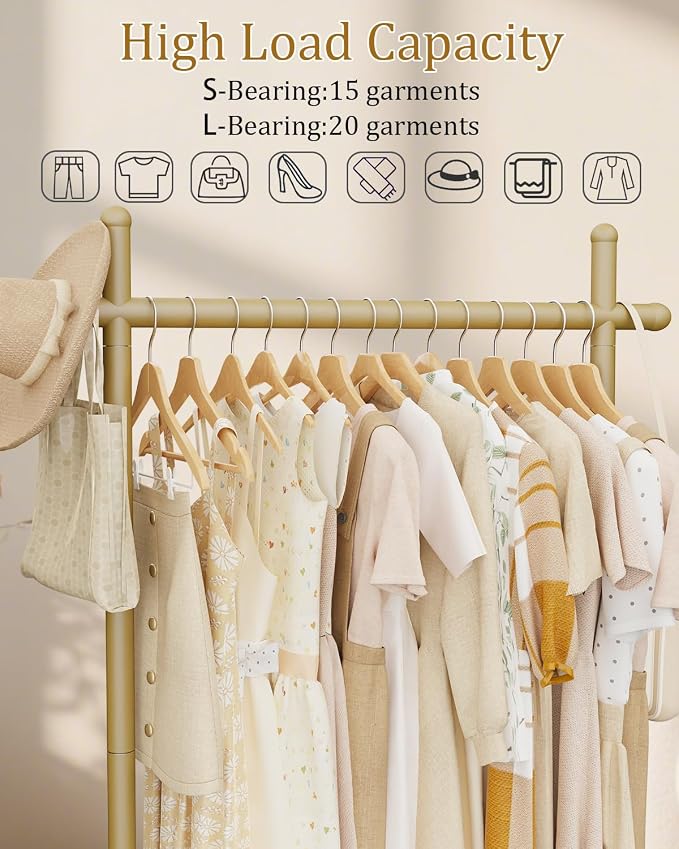 Coat Racks Freestanding with Natural Rock Base,68.9in,Gold,Large | Garment Racks with Anti Slip Knots for Outerwear,Clothes Stands with Strong Load-Bearing,Metal Clothing Trees for Hats