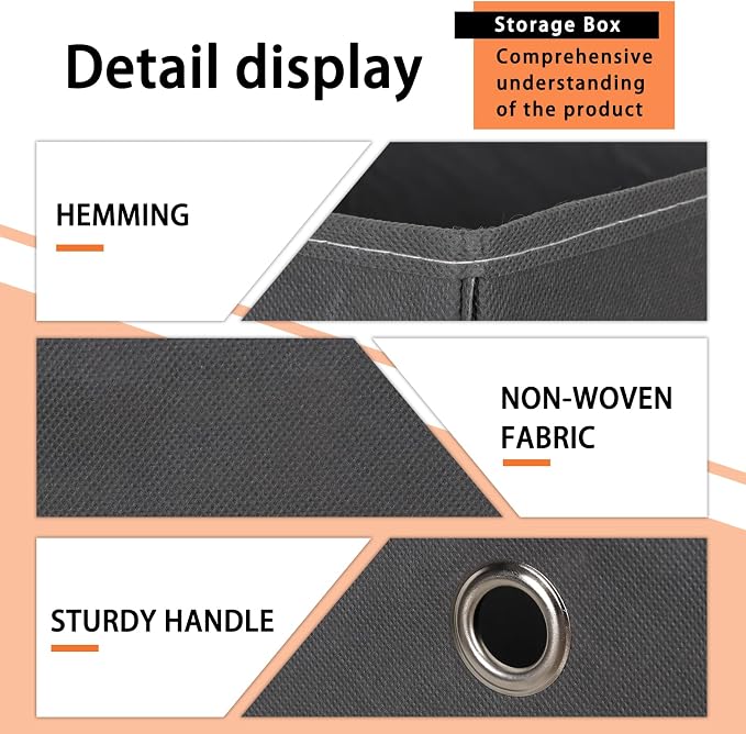 Foldable Storage Cubes Bins ,11 Inch Cloth Storage Cube Fabric Storage Box Cubes Organizer Baskets with Handles for Home Organizer Set of 8 (Grey)