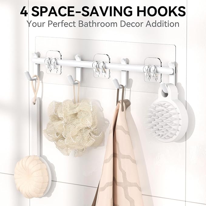 YASONIC Shower Caddy Adhesive, Rustproof Shower Organizer with Soap Holder, Large Capacity Shower Shelves for Inside Shower, No Drilling Bathroom Organizers and Storage for Home Decor（6 Pack White）