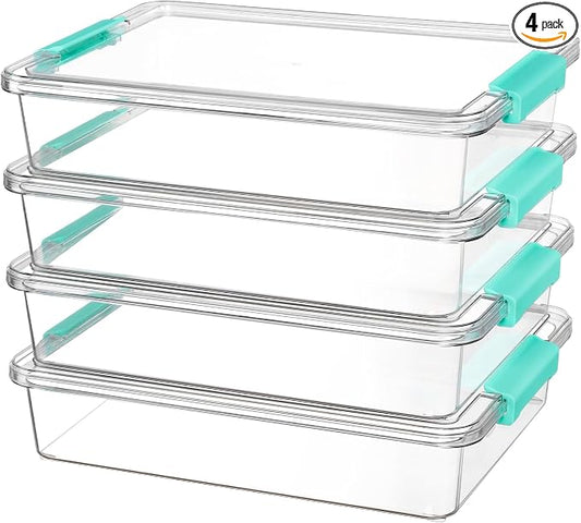Vtopmart 6 Qt Plastic Storage Bins with Lids, Clear Sensory Bins, Arts Crafts Organizers and Storage, Stackable Containers for Home Office and School Supplies, 4 Pack | Stackable Containers for Organizing School & Office Supplies, Arts & Crafts Organiz...