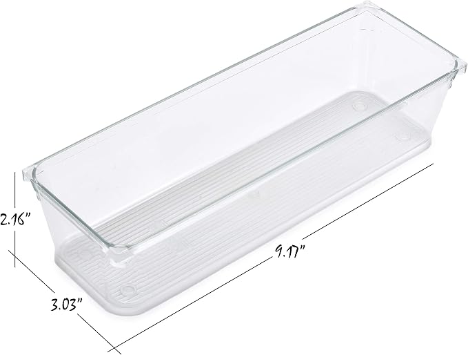 Masirs Clear Drawer Organizer - Easily Organize and Customize the Layout of Drawers. Great for Office Desk, Utensils, Cosmetics and Makeup. (8-Piece Set)