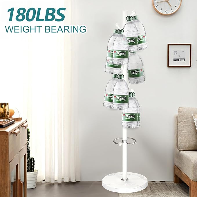 OIRUMIE Coat Rack,Metal Coat Rack Frestanding,White Coat Stand for Entryway | Coat Rack Stand with Marble Base & Umbrella Holder,Modern Coat Hanger Stand,Coat Clothes Tree Stand for Hallway