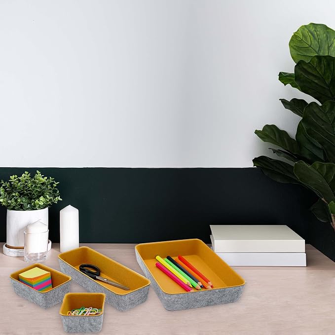 8-Piece Felt Drawer Organizers Curry Desk Tray Makeup Storage