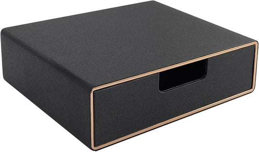 Stackable Organizer Drawer PU Leather Classic Handmade,Organize Home Office Desk Accessories and Sort Letter-Size Paper/a4 Document,Desk Caddy with Drawers Storage Box,13.1x10x3.7inches,Black