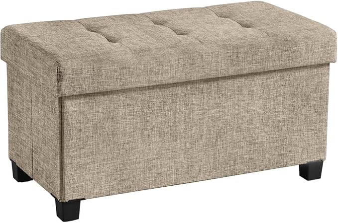 Ornavo Home 30" Large Storage Ottoman Bench with Legs, Taupe | Foot Rest Stool; Ottoman with Hidden Storage; Ideal for Bedroom, Living Room, Entryway or Home Office