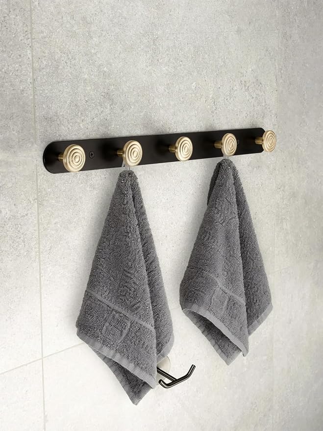 1 Pack Coat Rack Wall Mounted Gold Black Towel Hooks for Bathrooms Wall Hooks for Hanging Coat Robe Hooks Kitchen Decorative Heavy Duty Zinc Alloy