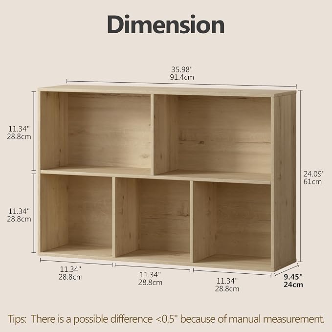 5 Cube Storage Organizer Bookshelf, Closed Back Display Bookcase, Reversible Bookcase, Cubes Closet Organizer for Home, Living Room, Kids Room, Office, Bedroom, Study, Hallway