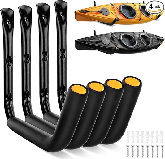 SEDY 4-Piece 15" 100 Lbs Heavy Duty Garage Storage Hooks, Kayak Storage Rack Garage Hooks Jumbo Arm Kayak Wall Mount for Hanging Surfboard Snowboard Paddle Board Ladders Bikes