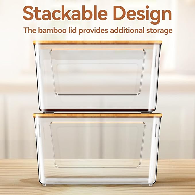 spospo Trash Bag Holder with Bamboo Lid Stackable Trash Bag Dispenser | Extra Large Garbage Bag Holder for Kitchen Laundry Room Under Sink Organization and Storage (1Pack)