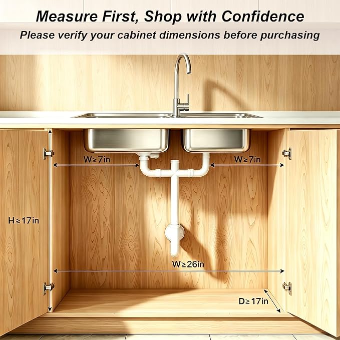 2 Pack Bathroom Under Sink Organizer, 3-Tier Pull Out Kitchen Cabinet Organizer with 5 Adjustable Heights Metal Slide Out Storage Makeup Drawer Rack for Bedroom Office Pantry Home Organization, Black