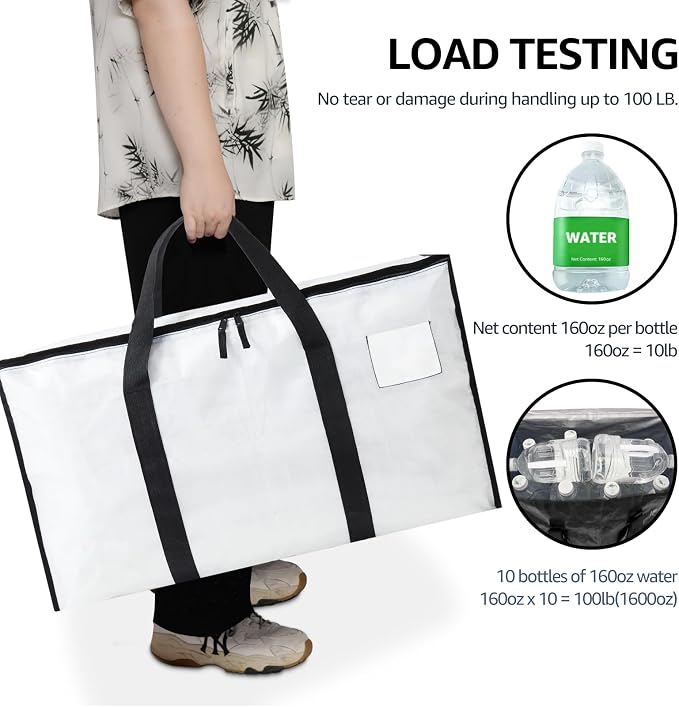Moving Bags Heavy Duty Extra Large, Moving Boxes, Moving Supplies Essentials, Blue Storage Bins with Lids, Plastic Packing Totes, Storage Bags for Clothes with Handles & Zippers(White, 6 Pack)