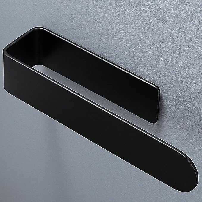 Taozun Hand Towel Holder Black - Self Adhesive Towel Bar Stainless Steel | Strong Sticky, Rustproof, Compact 7.9 inch, Perfect for Bathroom/Kitchen/Renter/Apartment/RV, No Drill, Without Damaging Wall