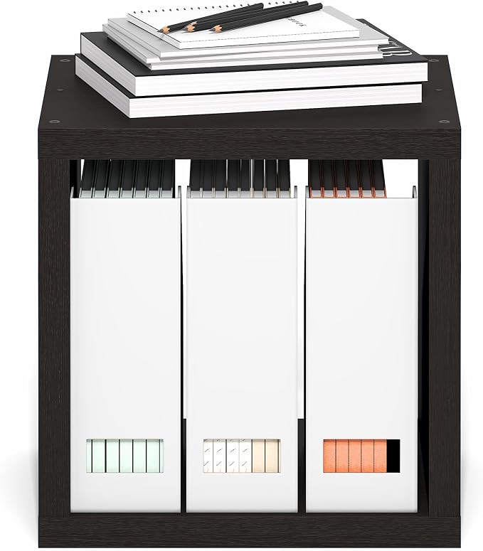Furinno Cubicle Stackable Book Shelf, Extra Thick Bookshelf, Dark Oak | Cube Storage Organizer Bookcase with Open Back, 15.8" x 15.8" x 14.6", for Living Room, Bedroom, Home Office