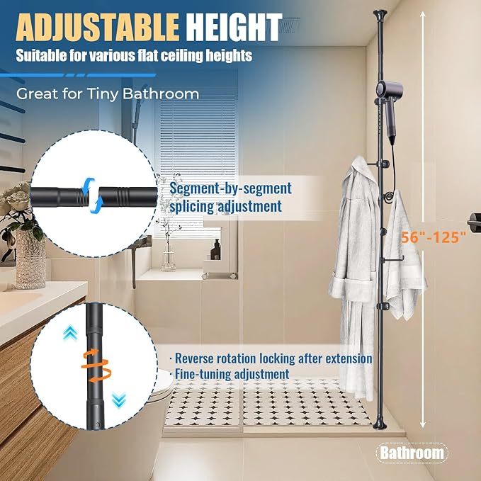 Coat Rack Freestanding with 12 Hooks - Multi-Purpose Organizer for Entryway, Bathroom, Corner & Plant Storage, No Drilling, Height Adjustable, Stainless Steel