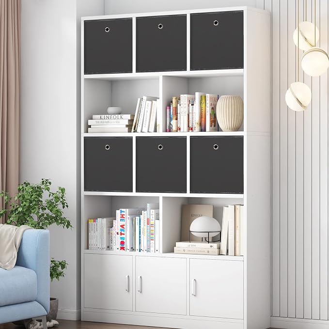 Fabric Cubes Storage Containers ,11 Inch Cloth Storage Cube Foldable Storage Bins Cubes Organizer Baskets with Handles for Shelf,Closet,Nursery,Set of 1,(Grey)