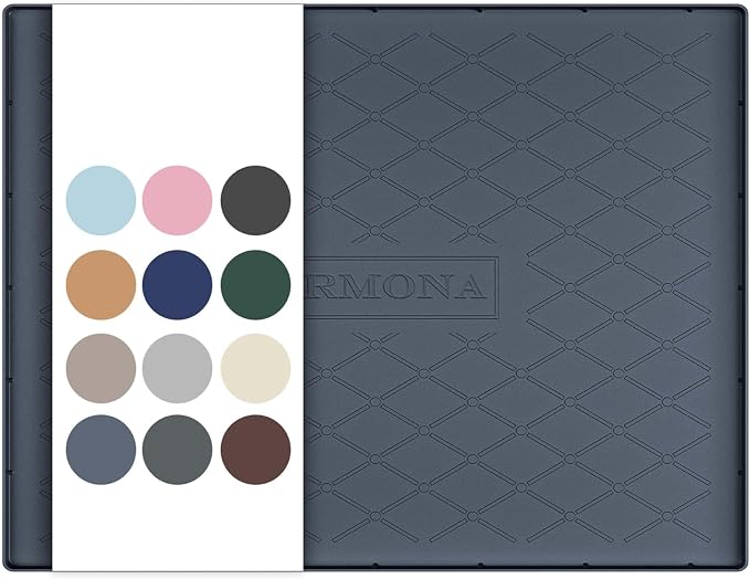 URMONA 28" x 19" Waterproof Silicone Mat in Multiple Sizes & Colors, Under Sink Mat for Kitchen & Bathroom, Pet Food Pad for Dogs & Cats, Kitchen Cabinet Liner, Multi-Purpose for Storage(Dark Grey)