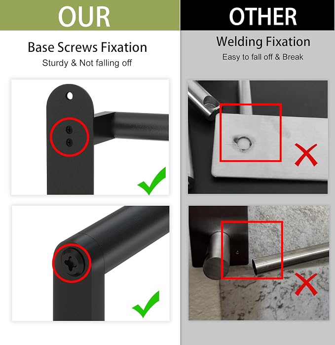 Towel Racks for Bathroom, Double Towel Bar 24Inch, Stainless Steel Bathroom Towel Holder, Double Towel Rod Wall Mounted Towel Hanger, Bathroom Towel Rack(Matte Black)