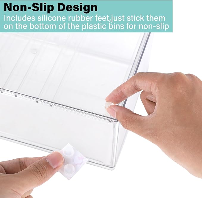 Prsildan Stackable Clear Makeup Organizer Acrylic Storage Drawers with 2 Drawers for Vanity Bathroom Office Desk Modular Drawer System for Cosmetics Jewelry Toiletries Home Organization