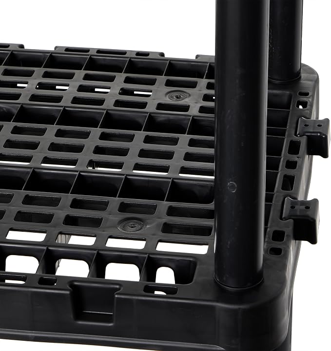 Gracious Living 2-Pack 5 Shelf Unit, Storage Shelves and Rack for Home | Multipurpose and Heavy-Duty Garage Plastic Shelving Organizer - Ideal for Kitchen, Closet, and Pantry, Black