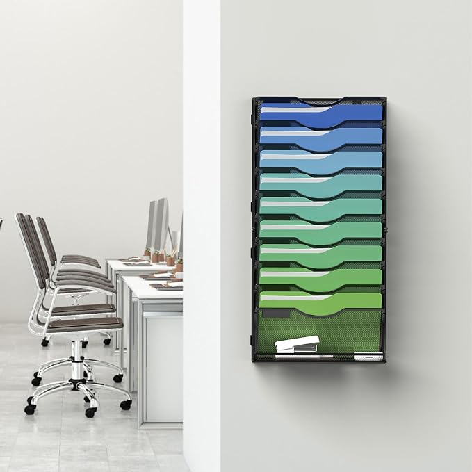 Kuntine.B Wall File Organizer Office Hanging Magazine Holder Wall File Organizer for Office Home