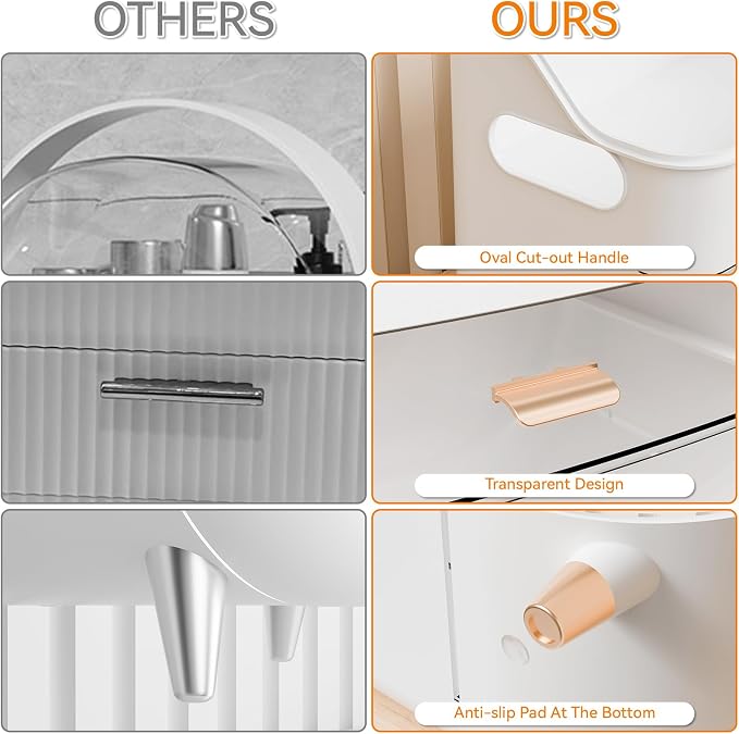 White Make up Organizers for Counter,Vanity and Dresser,Bathroom Makeup Organizer Countertop,Large Makeup Storage Organizer for Hair Tool,Beauty Products,Skin Care and Cosmetic Display Cases