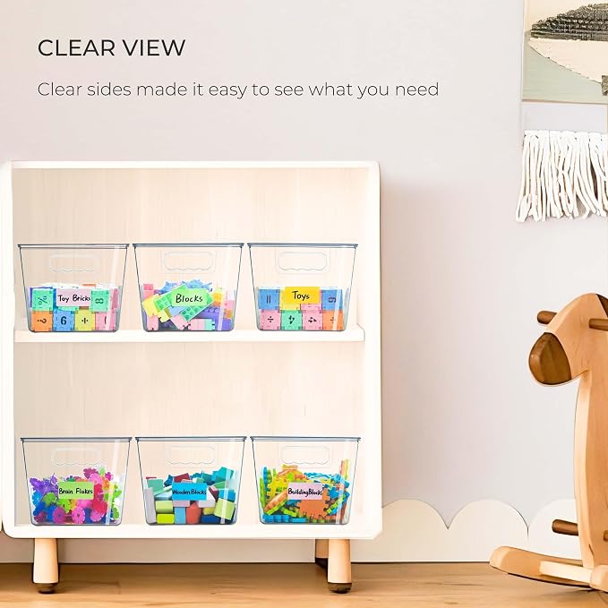 Clear Stackable Storage Bins, Plastic Toy Organizers and Storage with Lids, Toy Bins for Kids Organizer, Storage Container for Organizing for Playroom, Toy Storage Organizer Holds Toys(6)