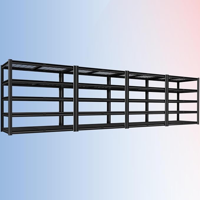 PrimeZone 72" H Heavy Duty Garage Shelving 2500 LBS 5 Tier Heavy Duty | Storage Shelves Adjustable Industrial Metal Wire Shelf for Garage,Pantry,Warehouse,Commercial,48" W X 24" D X 72" H 4Pack