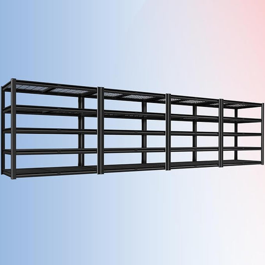 PrimeZone 72" H Heavy Duty Garage Shelving 2500 LBS 5 Tier Heavy Duty | Storage Shelves Adjustable Industrial Metal Wire Shelf for Garage,Pantry,Warehouse,Commercial,48" W X 24" D X 72" H 4Pack