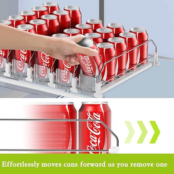IBORING Drink Organizer for Fridge,Holds up to 15 Cans | Self Pushing Fridge Drink Organizer,Automatic Drink Dispenser for Fridge,Idea for fridge organizers and storage