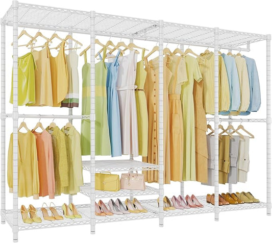 VIPEK V40 Plus Clothes Rack, Large Modular Closet System for Hanging | 89 inch Adjustable Open Clothing Storage System with 6 Shelves & 4 Hang Rods for Bedroom and Reach-in Closet, Black