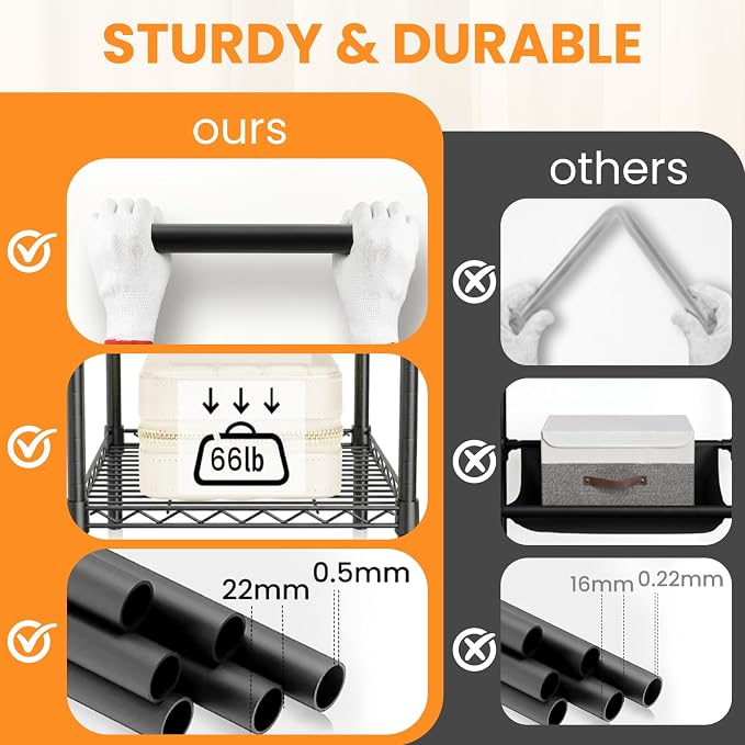 Heavy Duty Clothes Rack, Portable Closets with 6 Rods & 6 Shelves | Extra Large Clothing Rack for Hanging Clothes, Adjustable Metal Garment Rack 76.4"W x 15.7"D x 68.5"H, Hold 792 lbs, Black