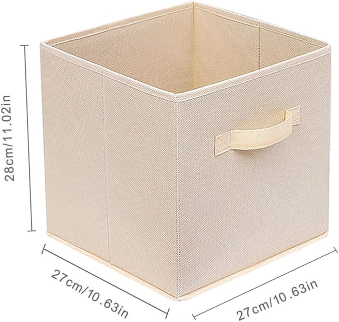 Fabric Storage Bins 10.6 x 10.6 x 11 Storage Cubes 1 Pack Warm Beige | Foldable Clothing Storage Bins, Reinforced Handles, Sturdy, Lightweight, Space-Saving, For Closet, Shelf, Nursery And Bedroom