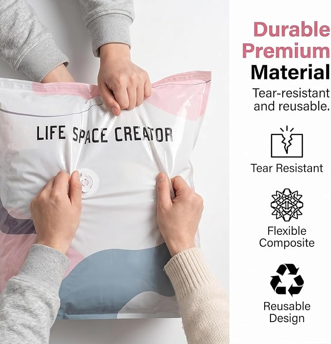 3-Pack No-Pump Vacuum Storage Bags, 2026 New Cube Compression Space Saver Bags, Upgrade Large Storage Compression Bags No-Pump 3D Vacuum Storage Bags for Clothes, Comforters, Blankets (31.4 * 39.3in)