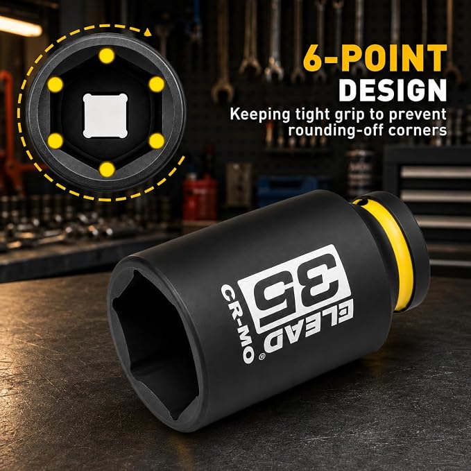 35 mm Socket 1/2" Drive Deep Impact Socket, Metric 6 Point 1/2-inch Drive Impact Axle Nut Sockets, CR-MO Nut Socket Set, Oil Filter Sockets, Tools for Easy Removal of Axle Shaft Nuts