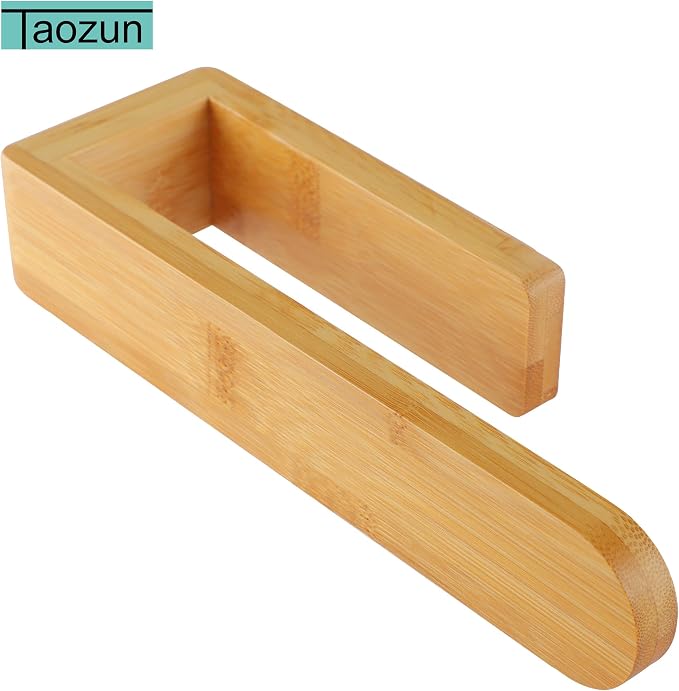 Taozun Towel Holder Bamboo Towel Rack Wooden Towel Rail Adhesive Towel Bar | Natural wood decor, Farmhouse style, Sturdy, 7.9 Inche, Easy Install, No Drill, For Bathroom/Bath/Kitchen/RV