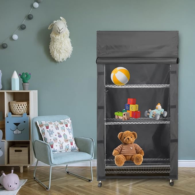 Waterproof Shelving Cover, Fits 36" W x 16" D x 72" H Wire Shelving | Storage Shelf Dust Cover, nylon with hook and loop closure, For Utility Shelving in Pantry, Storage Room, Closet (No Shelves)